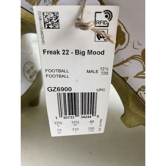 Adidas Freak 22 Big Mood Emoji White Gold Football  Soccer Cleats Men's Sz 13 - Picture 2 of 12